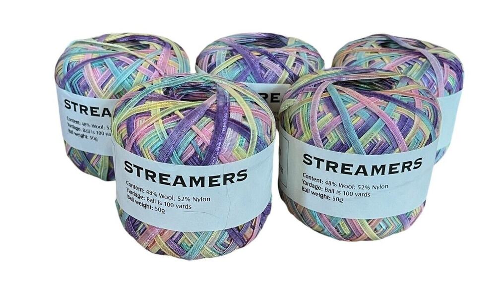 LOT OF 5 IRONSTONE YARNS STREAMERS Pastels COLOR #8 100 Yards Each New
